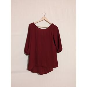 Heartsoul maroon blouse with big black bow on back women's size small
